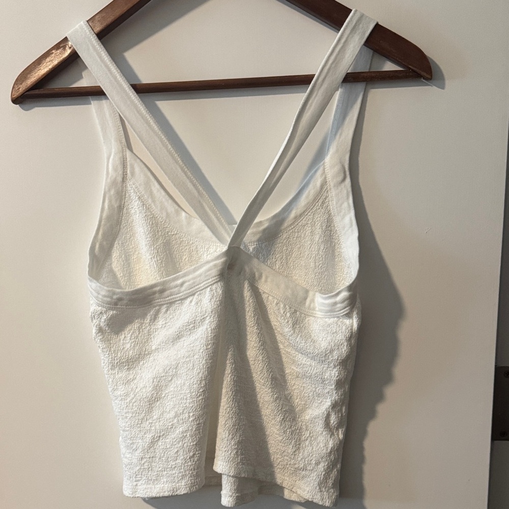 LACAUSA White Textured Tank with Strappy Back Detail - Picture 3 of 3